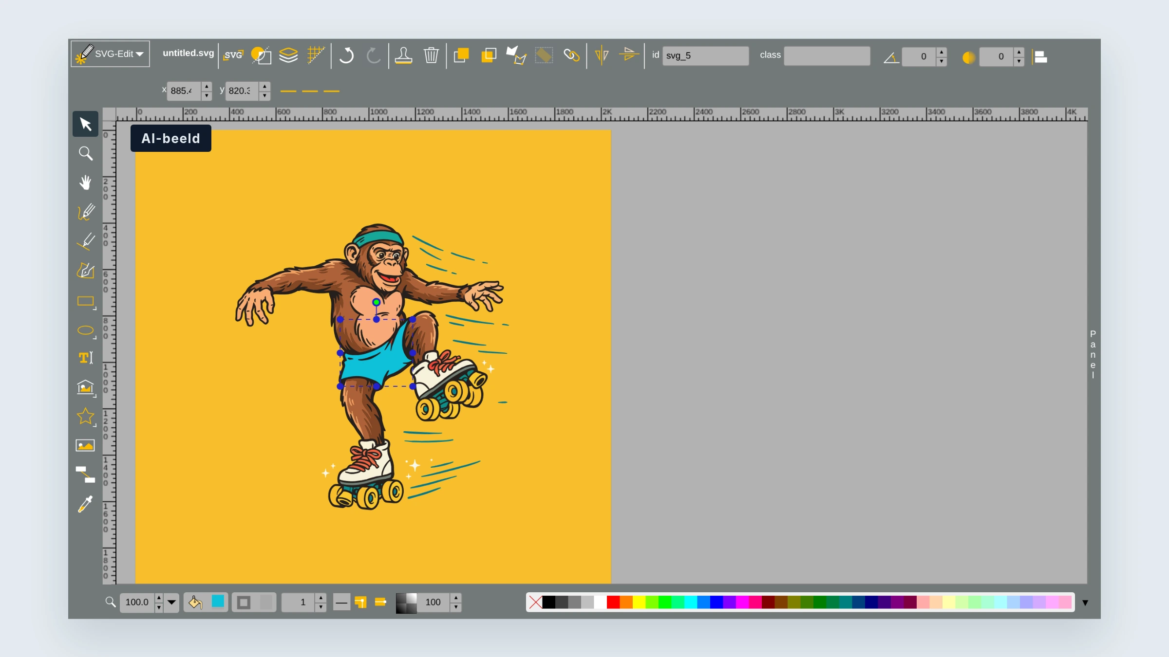 Vectorillustratie uit Ideogram Vector in SVG-Edit, met de korte broek als losse vorm geselecteerd en blauw gemaakt